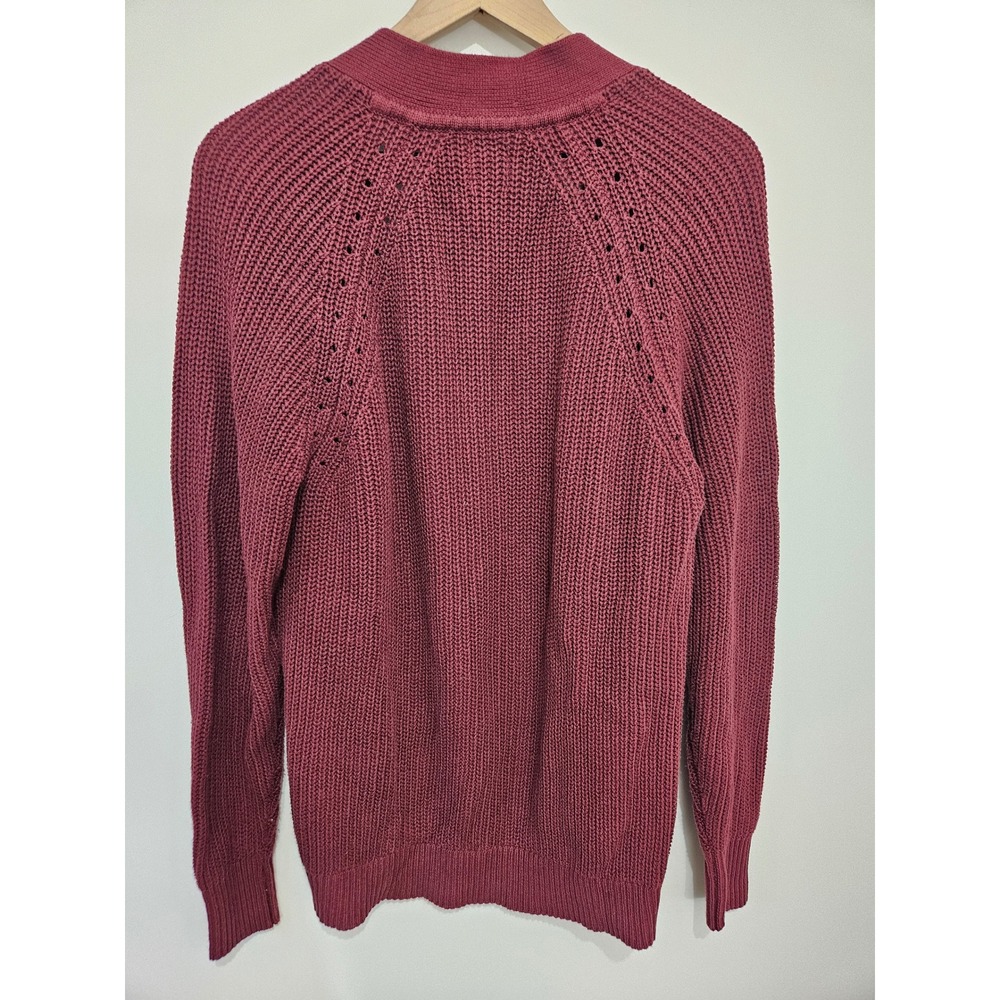 GAP Womens Cotton Shaker Stitch‎ Cardigan Sweater Burgundy Zinfandel M NWT - Picture 6 of 6